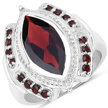 4.06 Carat Genuine Garnet .925 Sterling Silver Ring  DestGlow