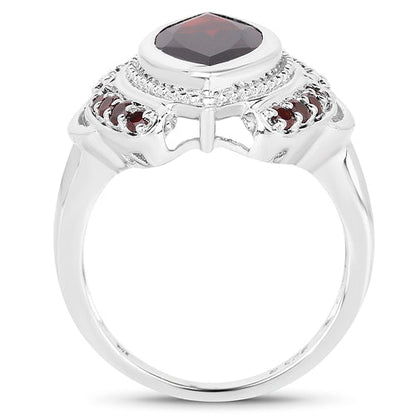 4.06 Carat Genuine Garnet .925 Sterling Silver Ring  DestGlow