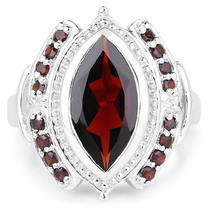 4.06 Carat Genuine Garnet .925 Sterling Silver Ring  DestGlow