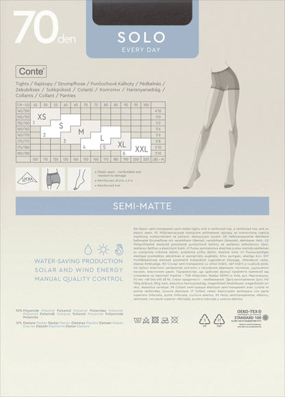 Tights Conte Solo 70 Den - Reinforced Torso - DestGlow