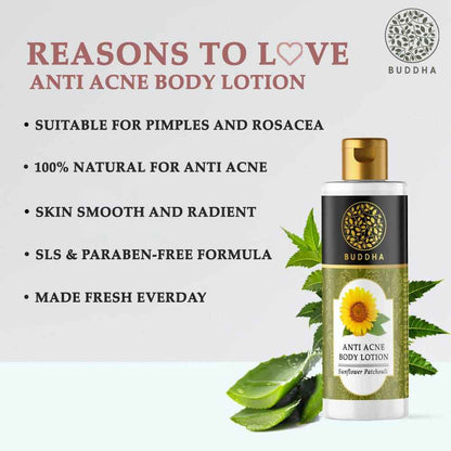 Buddha Natural Anti Acne Body Lotion - For Help Clear Acne &amp; Future Breakouts