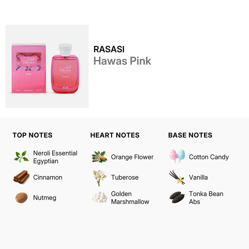 Rasasi Ladies Hawas Pink EDP Spray 3.4 oz for woman  DestGlow