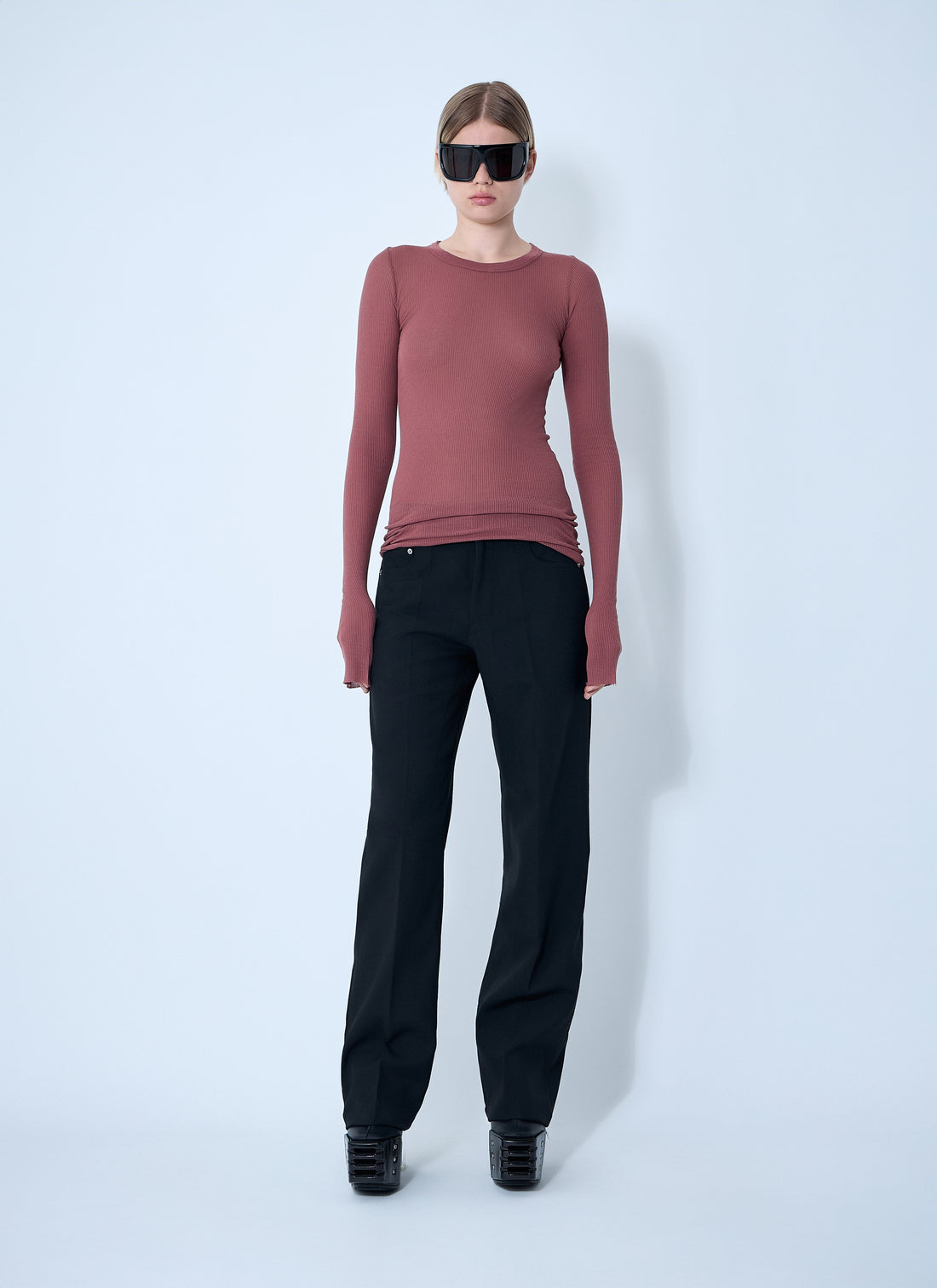Rick Owens Women Ribbed Long Sleeve Top by Luosophy
