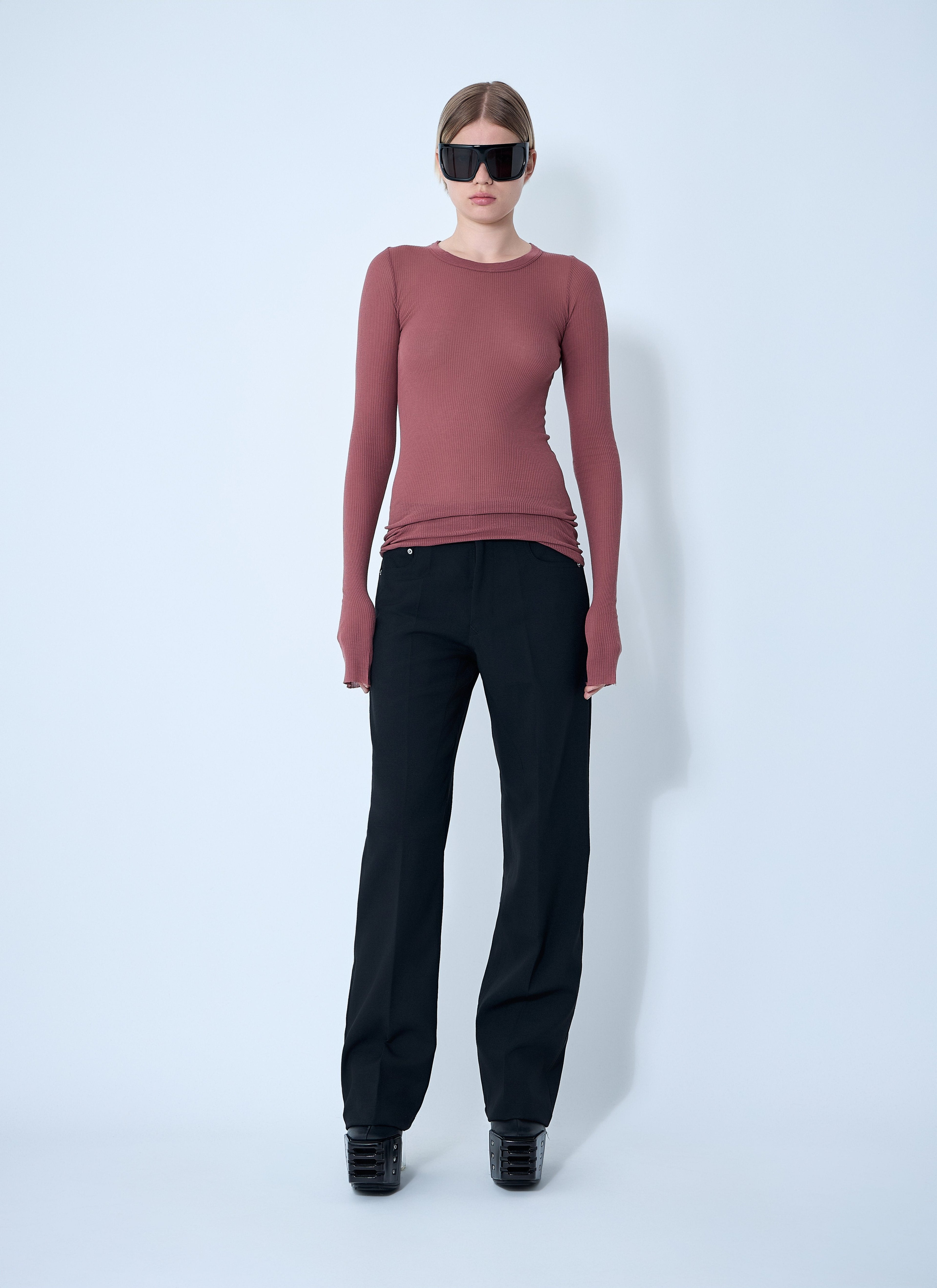 Rick Owens Women Ribbed Long Sleeve Top by Luosophy