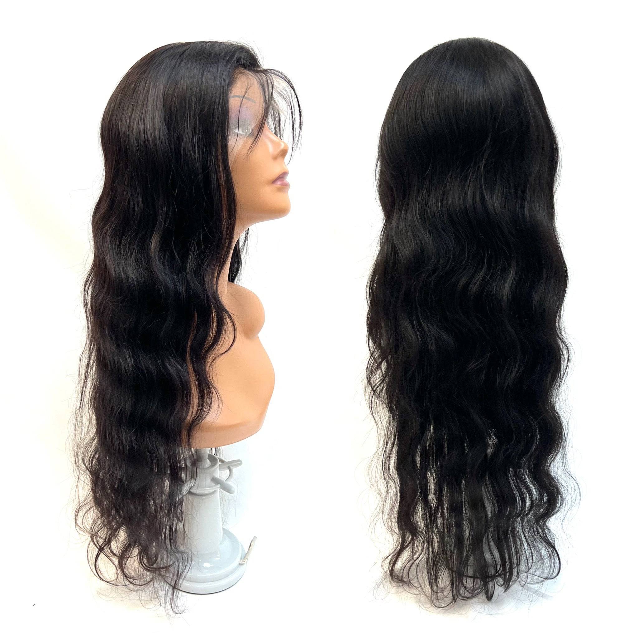 RIO Body Wave Human Hair Front Lace Wig, Natural Black