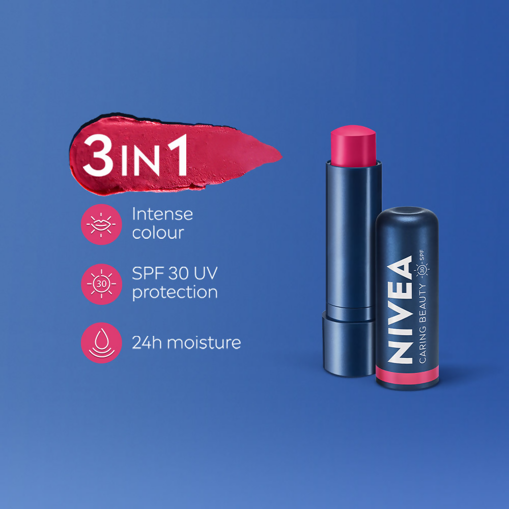Nivea Lip Caring Beauty Red Lip Balm With SPF 30 - Pink