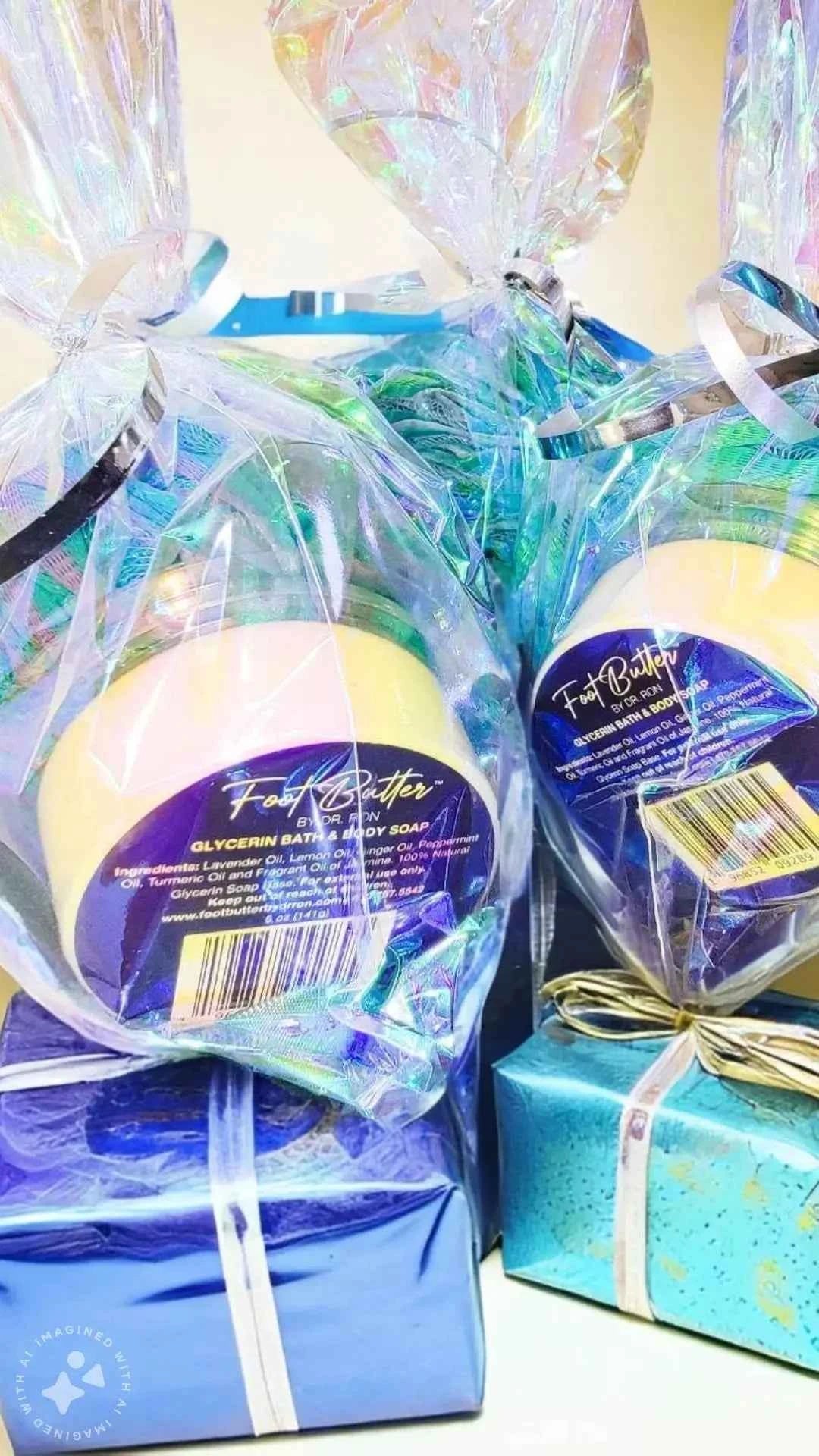 Lavender Bath Bundle – Moisturizing Glycerin Soaps &amp; Shower Loofah Set