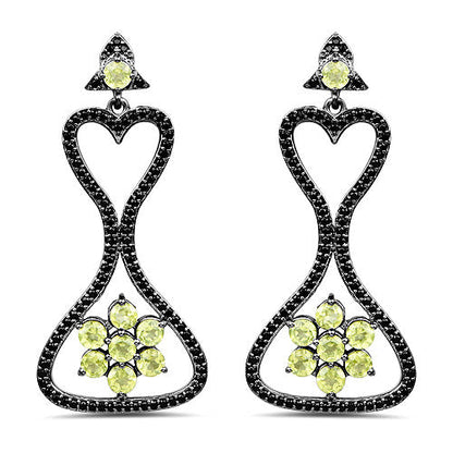6.93 Carat Genuine Peridot and Black Spinel .925 Sterling Silver Earrings by Bids.com