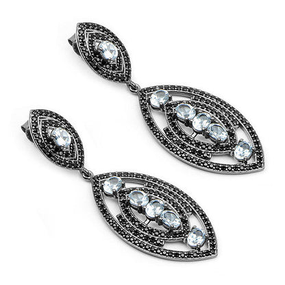 8.80 Carat Genuine Blue Topaz and Black Spinel .925 Sterling Silver Earrings by Bids.com