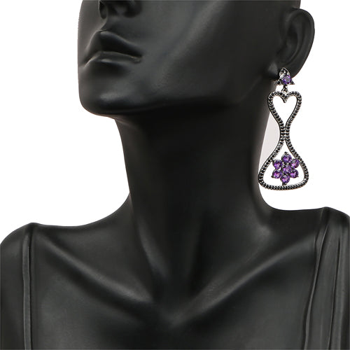 6.31 Carat Genuine Amethyst &amp; Black Spinel .925 Sterling Silver Earrings by Bids.com