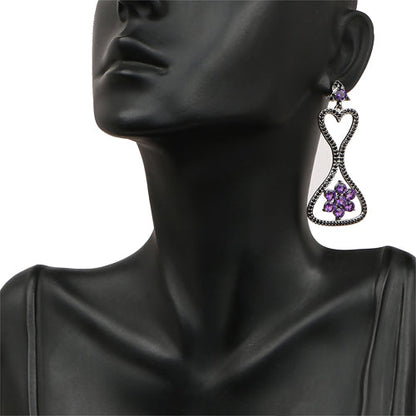 6.31 Carat Genuine Amethyst &amp; Black Spinel .925 Sterling Silver Earrings by Bids.com