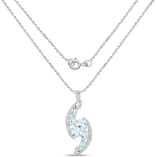 7.27 Carat Genuine Blue Topaz and White Topaz .925 Sterling Silver Pendant by Bids.com