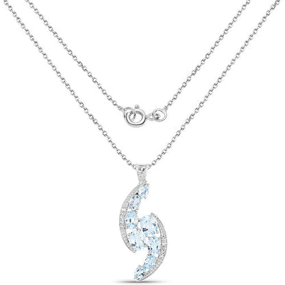 7.27 Carat Genuine Blue Topaz and White Topaz .925 Sterling Silver Pendant by Bids.com