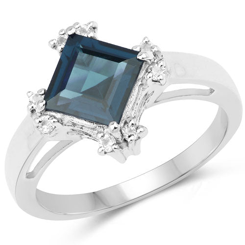 1.99 Carat Genuine London Blue Topaz &amp; White Topaz .925 Sterling Silver Ring by Bids.com
