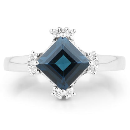 1.99 Carat Genuine London Blue Topaz &amp; White Topaz .925 Sterling Silver Ring by Bids.com