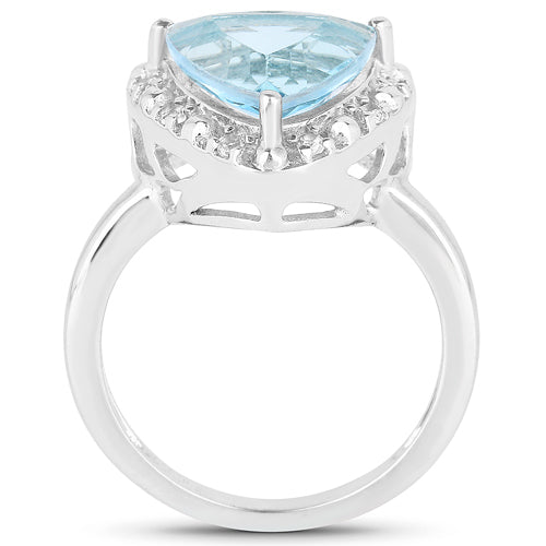5.05 Carat Genuine Blue Topaz and White Topaz .925 Sterling Silver Ring by Bids.com