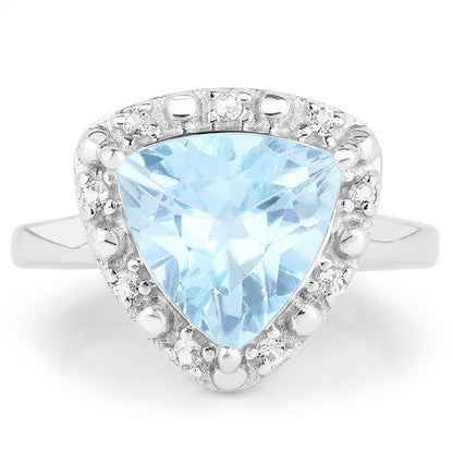5.05 Carat Genuine Blue Topaz and White Topaz .925 Sterling Silver Ring by Bids.com