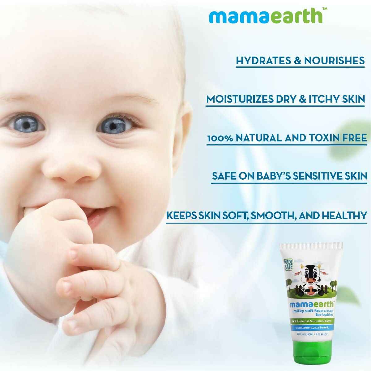 Mamaearth Moisturizing Baby Bathing Soap Bar &amp; Milky Soft Natural Baby Face Cream &amp; Gentle Cleansing Baby Shampoo