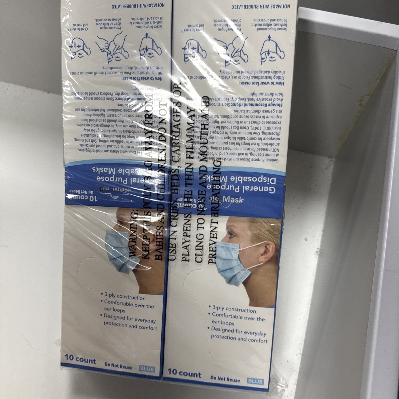 Base 4 Disposable Face Masks 3-Ply, 12 x 10 Pack, Latex-Free  DestGlow