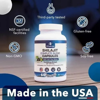 Shilajit Complete Blend - Energy and Endurance - Pure Shilajit Extract - 60 Capsules  DestGlow