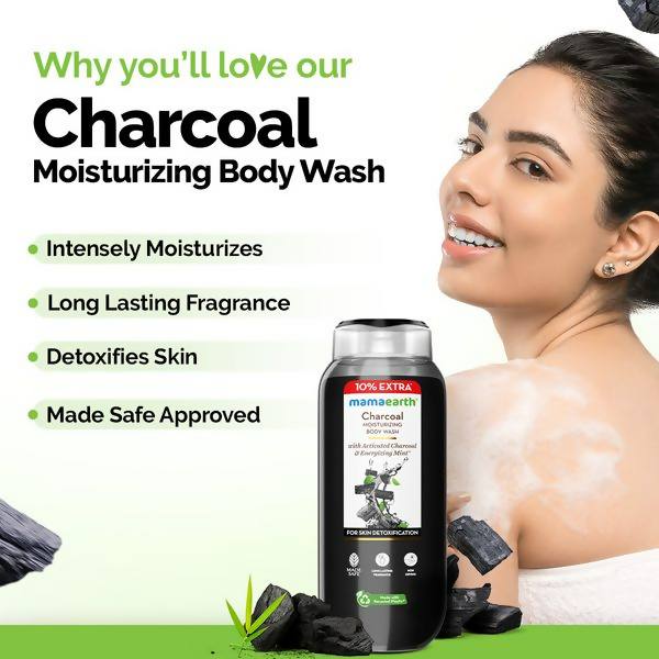Mamaearth Charcoal Moisturizing Body Wash with Activated Charcoal &amp; Energizing Mint for Skin