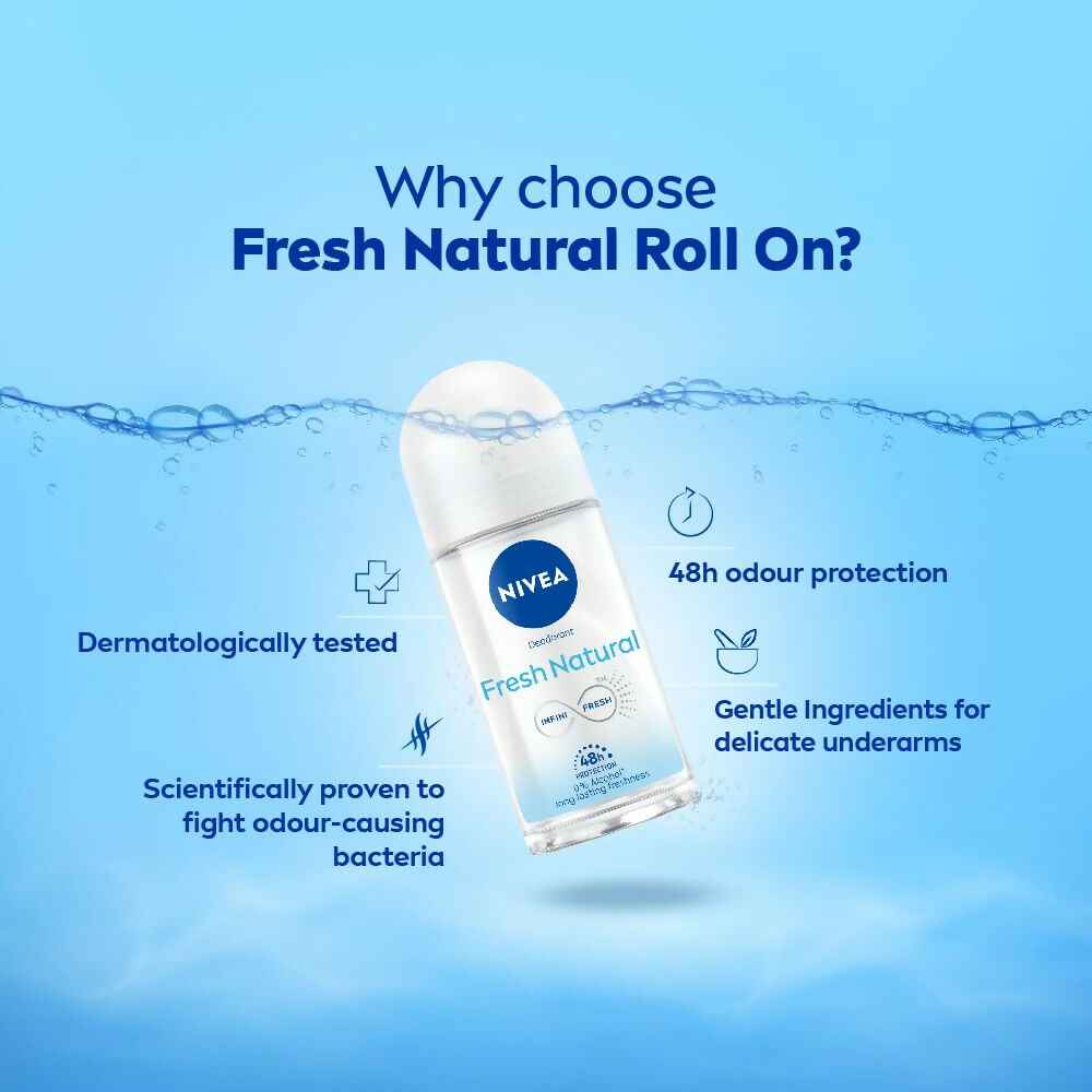 Nivea Fresh Natural Roll On 48 H Smooth &amp; Beautiful Underarms For Women
