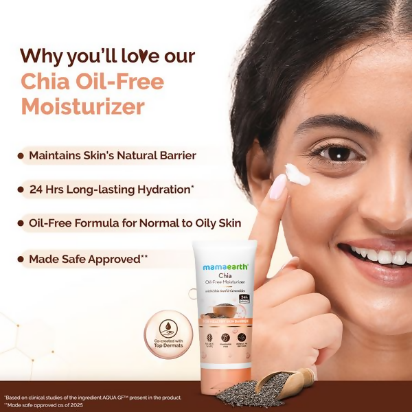 Mamaearth Chia Oil-Free Moisturizer with Chia Seed &amp; Ceramides for Healthy Skin Barrier