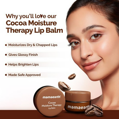 Mamaearth Cocoa Moisture Therapy Lip Balm with Cocoa Butter &amp; Coffee For Dry &amp; Chapped Lips