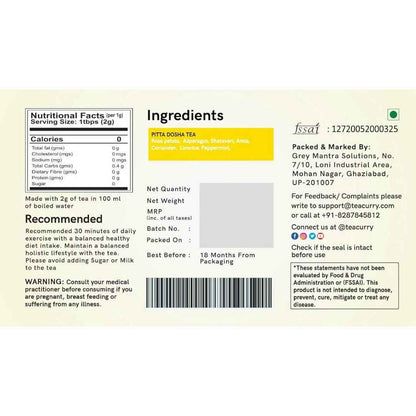 Teacurry Pitta Dosha Tea Bags