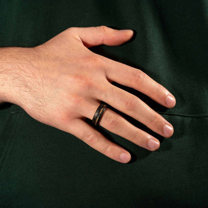 Sandblasted Gold Leaf Meteorite Ring