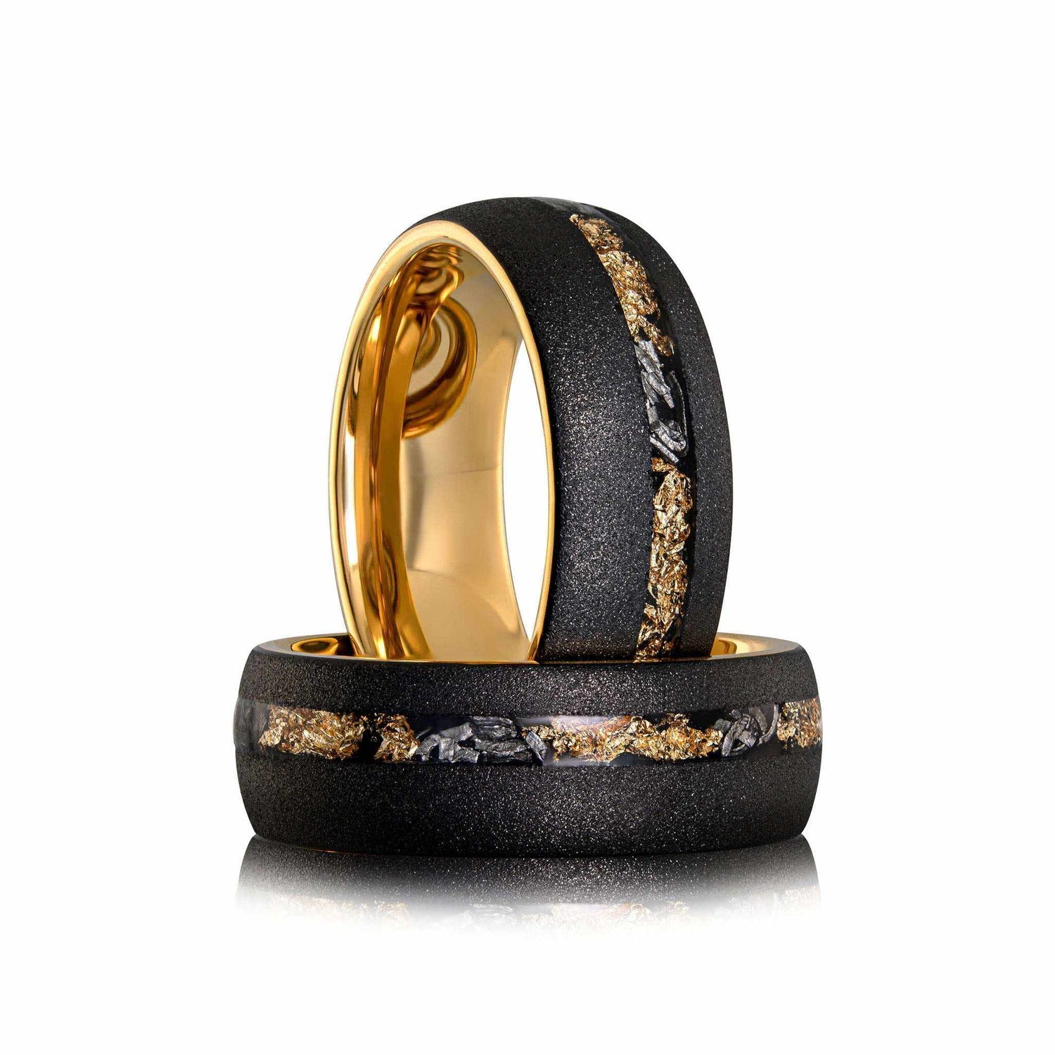 Sandblasted Gold Leaf Meteorite Ring