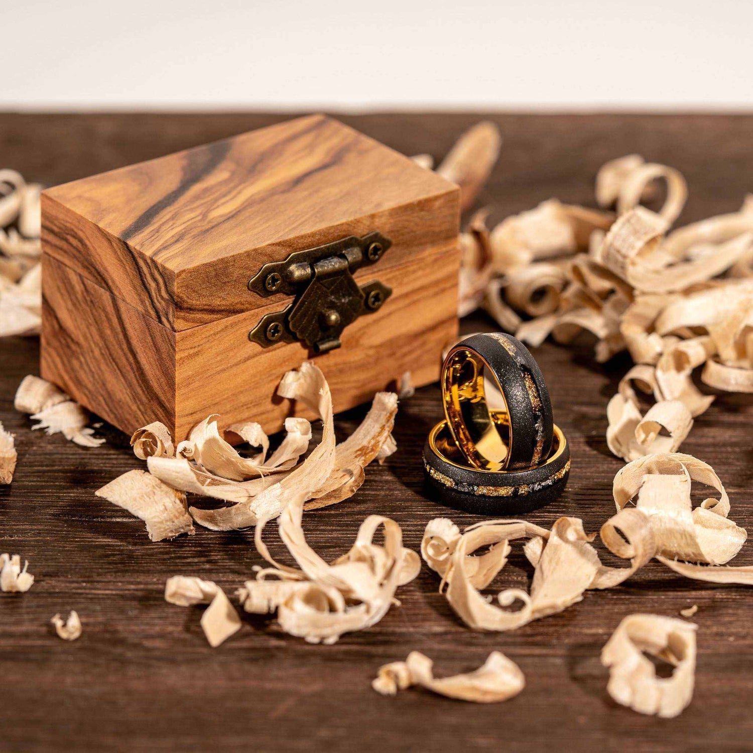 Sandblasted Gold Leaf Meteorite Ring