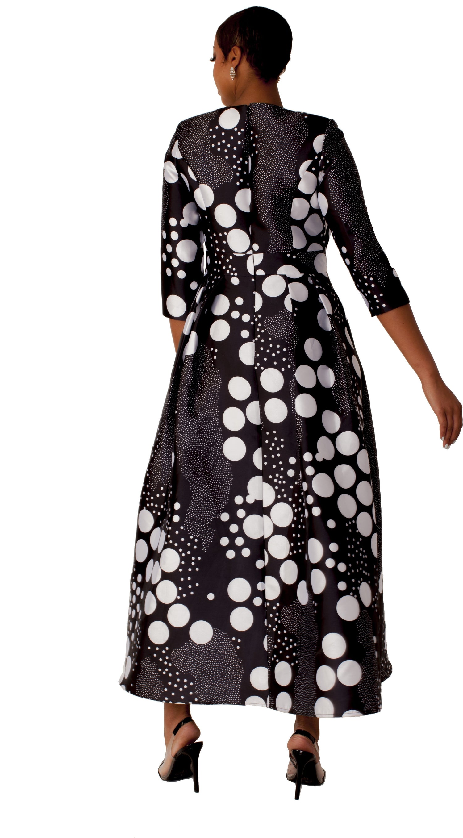 Satin Dress with Rhinestone Brooch -4497 by Tally Taylor