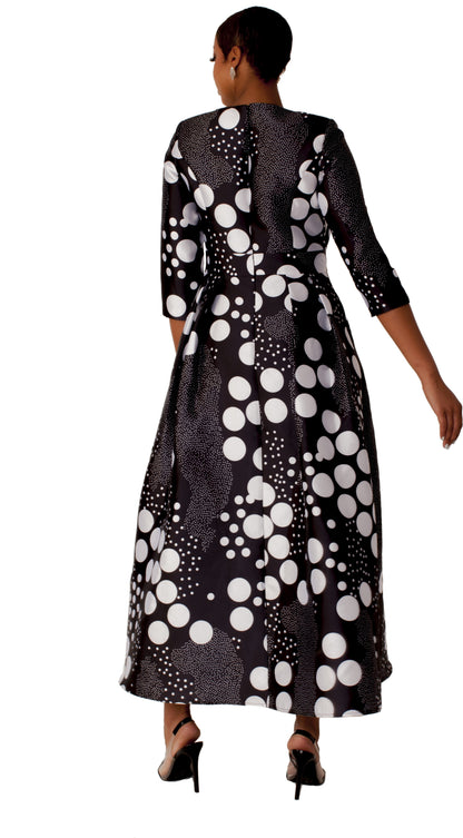 Satin Dress with Rhinestone Brooch -4497