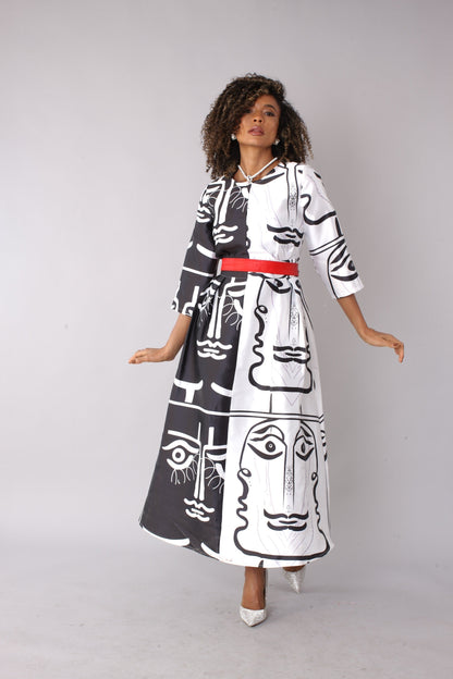 Satin Dress with Rhinestone Brooch -4497 by Tally Taylor