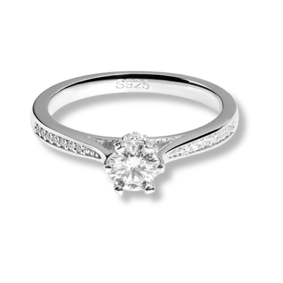 Secret Cathedral Hidden Halo Moissanite 0.7 TCW Women Engagement Ring - 925 Sterling Silver