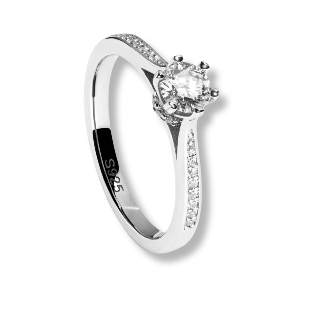 Secret Cathedral Hidden Halo Moissanite 0.7 TCW Women Engagement Ring - 925 Sterling Silver - DestGlow