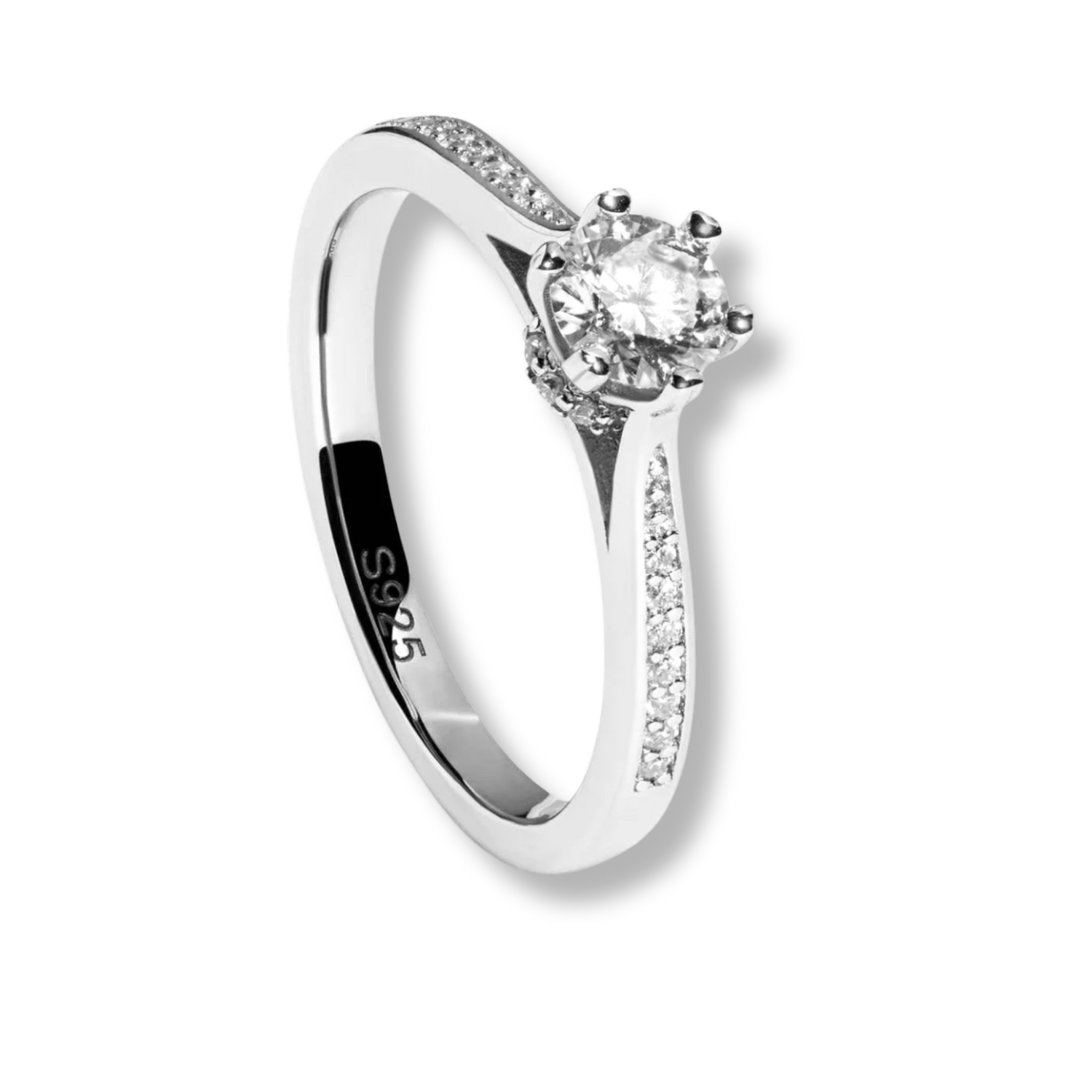Secret Cathedral Hidden Halo Moissanite 0.7 TCW Women Engagement Ring - 925 Sterling Silver - DestGlow