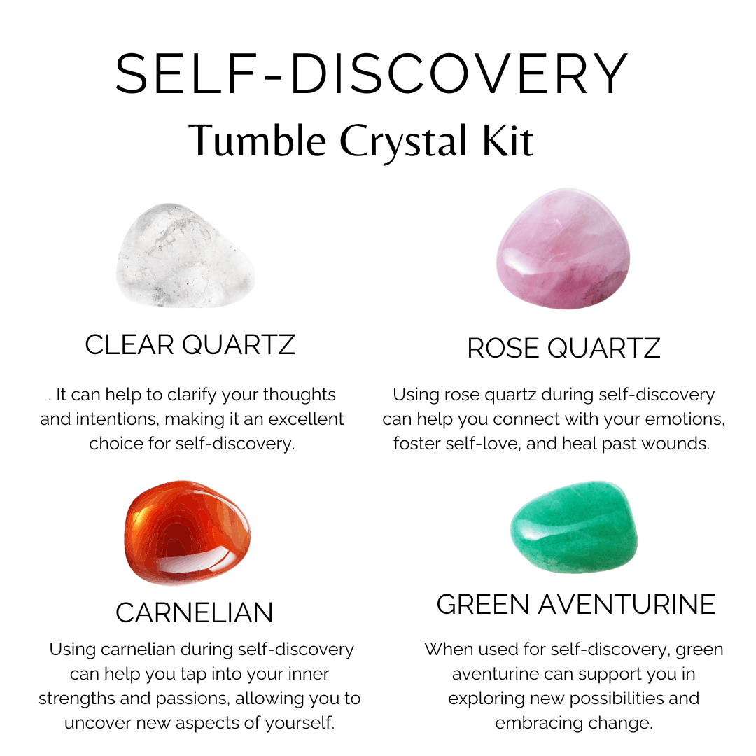 Encourages SELF-DISCOVERY Crystal Kit, Gemstone Tumble Kit, Self-Discovery Crystal Gift Set  DestGlow