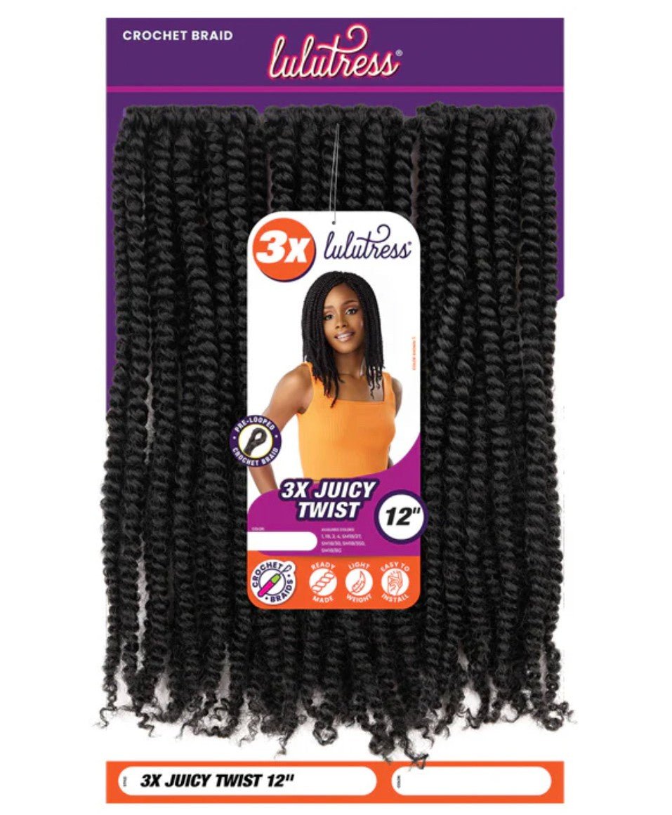 Sensationnel Lulutress Crochet Braiding Hair 3X Juicy Twist 12" 