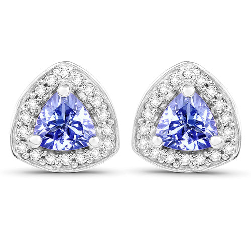 3.22 Carat Genuine Tanzanite &amp; White Topaz .925 Sterling Silver Ring  DestGlow