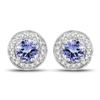3.22 Carat Genuine Tanzanite &amp; White Topaz .925 Sterling Silver Ring  DestGlow