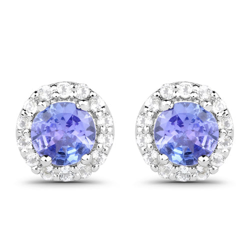 3.77 Carat Genuine Tanzanite and White Topaz .925 Sterling Silver 3 Piece Jewelry Set (Ring, Earrings, and Pendant w/ Chain) by Bids.com