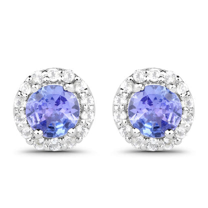 3.77 Carat Genuine Tanzanite and White Topaz .925 Sterling Silver 3 Piece Jewelry Set (Ring, Earrings, and Pendant w/ Chain) by Bids.com