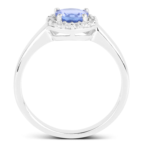 3.77 Carat Genuine Tanzanite and White Topaz .925 Sterling Silver 3 Piece Jewelry Set (Ring, Earrings, and Pendant w/ Chain) by Bids.com
