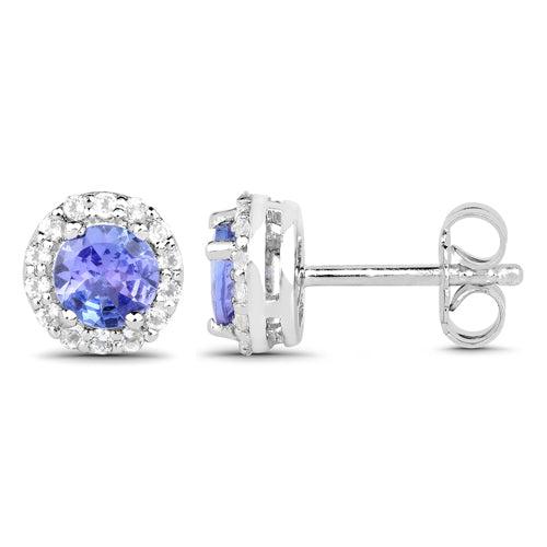 3.77 Carat Genuine Tanzanite and White Topaz .925 Sterling Silver 3 Piece Jewelry Set (Ring, Earrings, and Pendant w/ Chain) by Bids.com