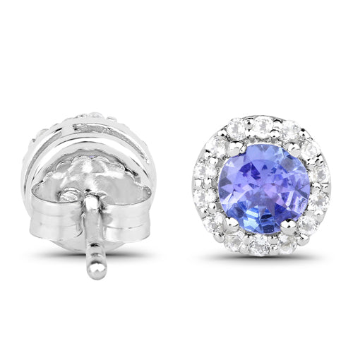 3.77 Carat Genuine Tanzanite and White Topaz .925 Sterling Silver 3 Piece Jewelry Set (Ring, Earrings, and Pendant w/ Chain) by Bids.com