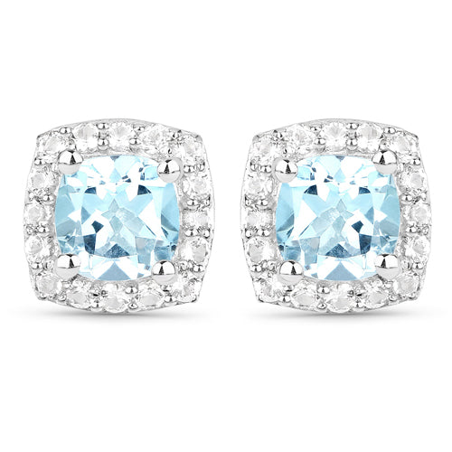 4.62 Carat Genuine Blue Topaz and White Topaz .925 Sterling Silver 3 Piece Jewelry Set (Ring, Earrings, and Pendant w/ Chain) by Bids.com
