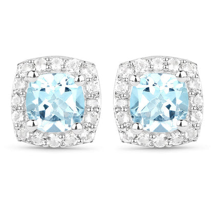 4.62 Carat Genuine Blue Topaz and White Topaz .925 Sterling Silver 3 Piece Jewelry Set (Ring, Earrings, and Pendant w/ Chain) by Bids.com
