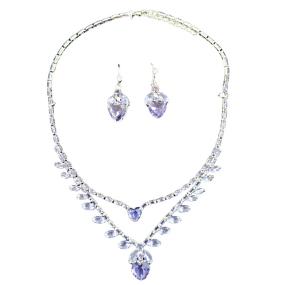 “Aurora” Lavender Crystal Necklace &amp; Earrings Jewelry Set by Farmacias Savia